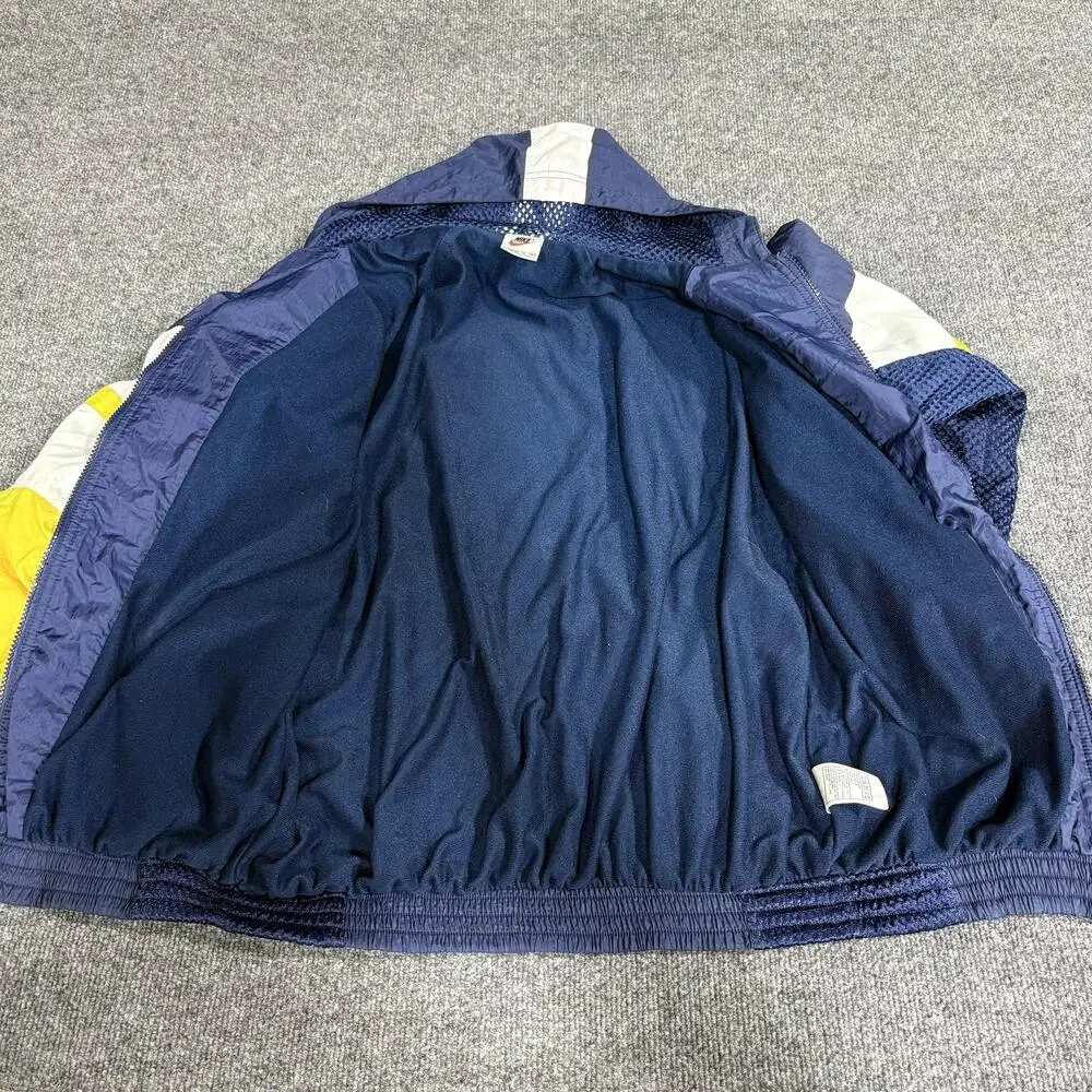 Vintage Nike Jacket Boys XL 18-20 Blue Colorblock Hooded Windbreaker Nylon